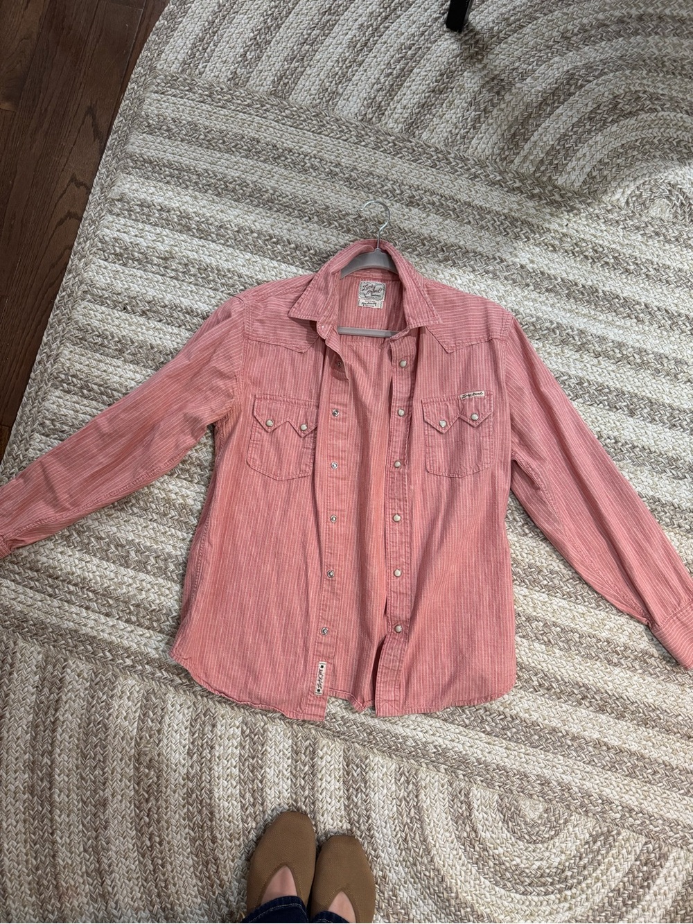 Lucky Brand Pink Striped Western Button-Up Shirt